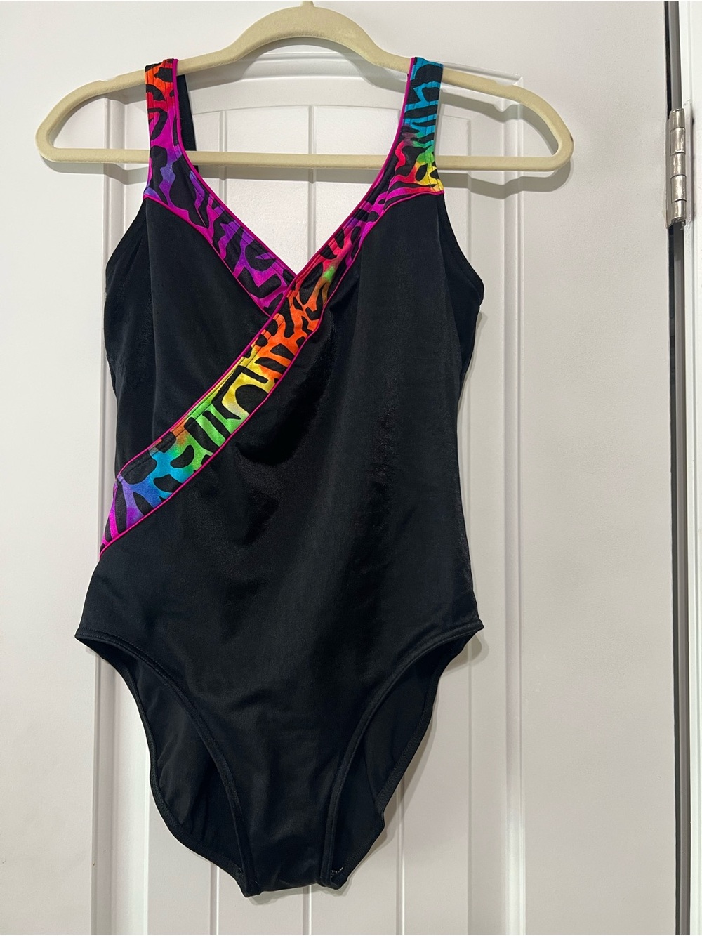 Vintage 80/90’s colorful and bright cheetah print one piece swimsuit size XL